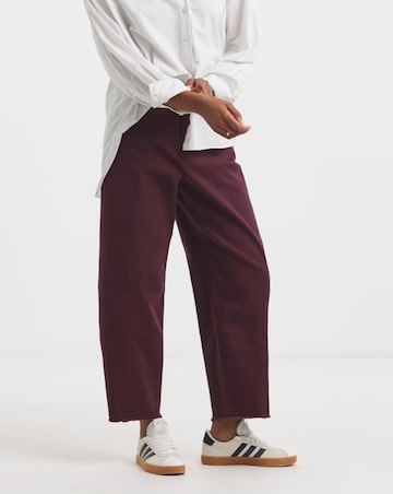 Burgundy Comfort Stretch Dart Detail Barrel Leg Jeans