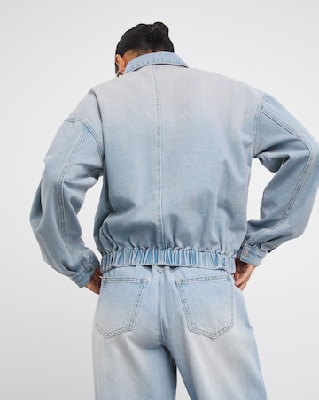 Pink Tint Cropped Denim Bomber