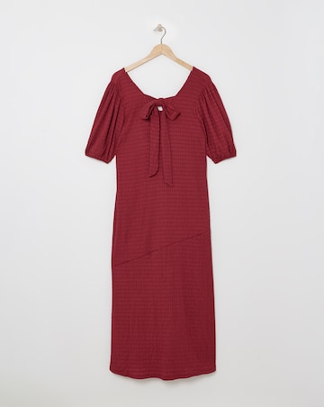 Rose Textured Jersey Asymmetric Seam Maxi Dress