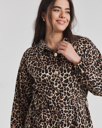 Leopard Button Through Shirt Dress