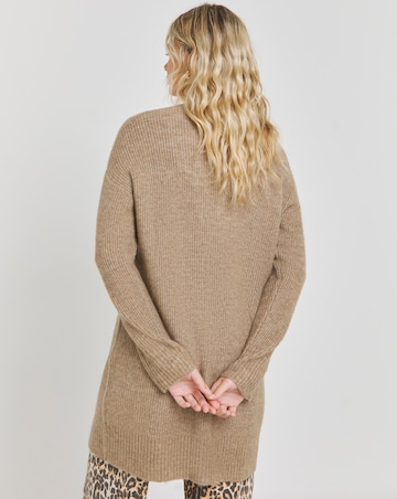 Camel Rib Longline Cardigan