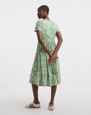 Olive Print Supersoft Midi Dress With Pockets