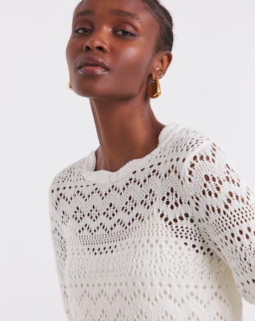Simply Be Ivory Pointelle Hole Knit Jumper
