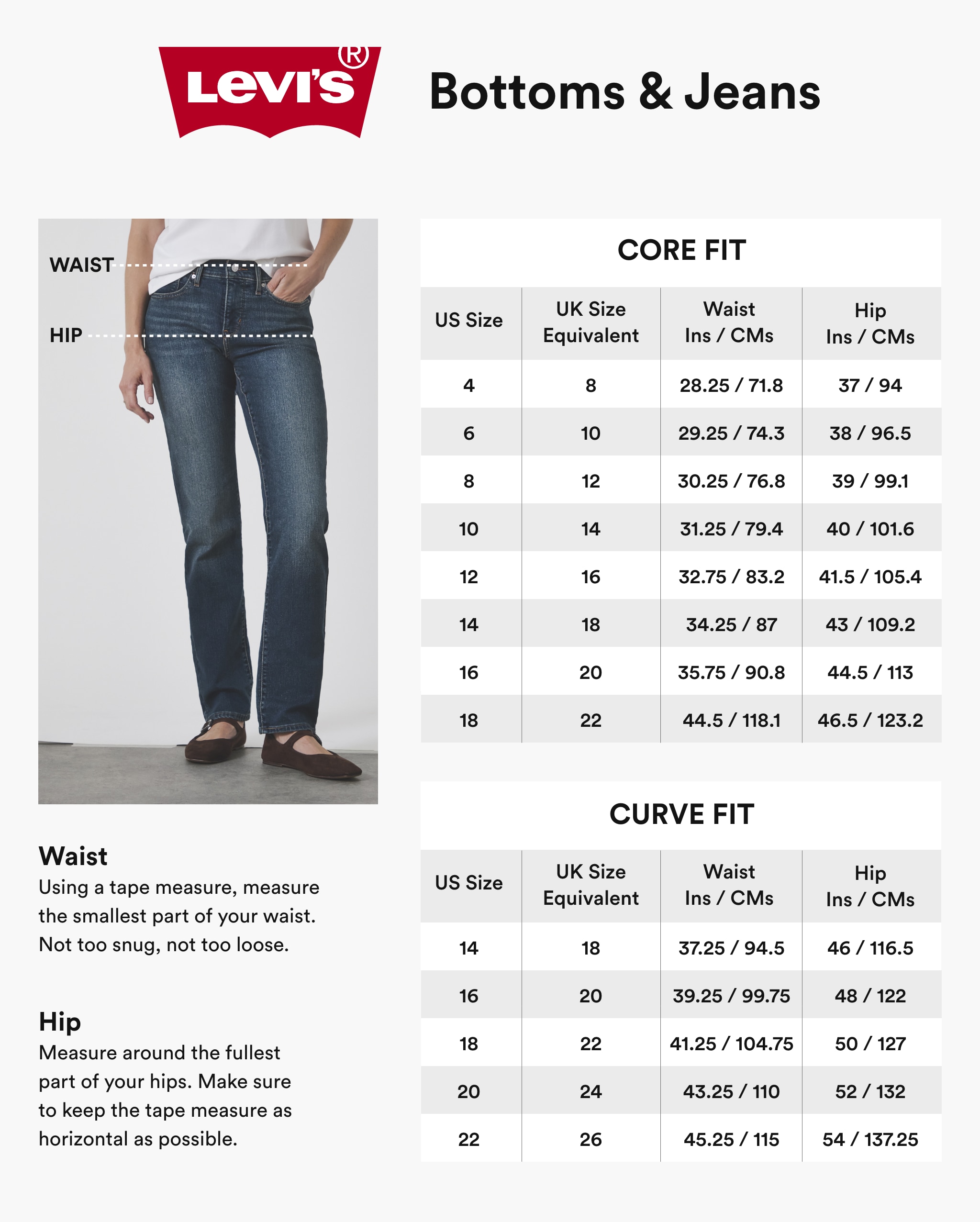Bottoms & Jeans Fit Guide