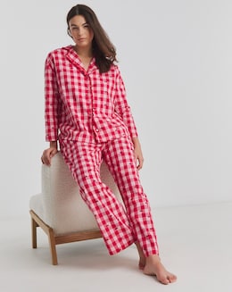 Gingham Cherry Print Cotton Pyjama Set