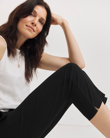 Black Stretch Chino Cropped Trousers