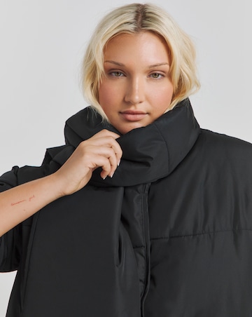 Black Scarf Detail Round Neck Jacket