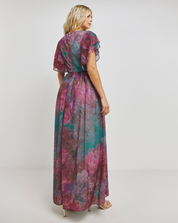 Chi Chi London Flutter Sleeve Floral Maxi Dress