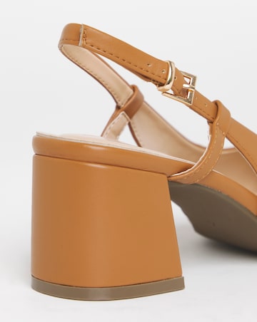 Heavenly Soles Tegan Low Block Heel Slingback Shoes Wide E Fit