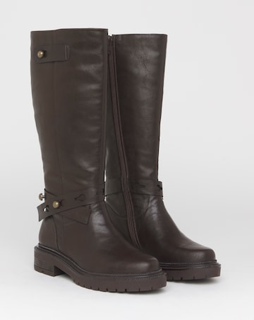 Veronica Knee High Wrap Detail Boots Wide E Fit Curvy Calf
