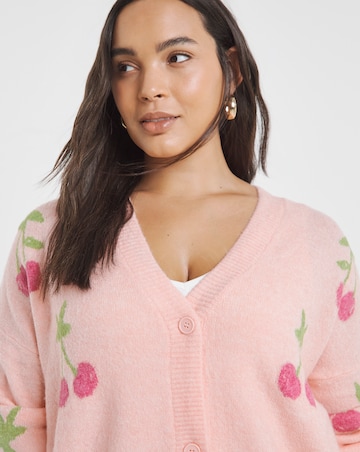 Cherry Graphic Print Boyfriend Cardigan