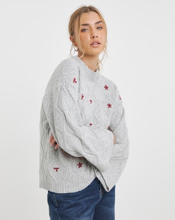 Native Youth Floral Applique Knitted Jumper