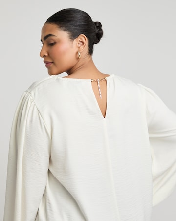 Joanna Hope Puff Sleeve Blouse With Neck Detail