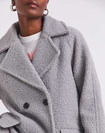 Simply Be Grey Teddy Peacoat