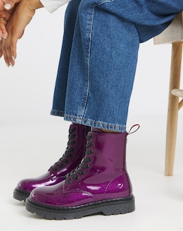 Heavenly Feet Justina Lace Up Chunky Boot Wide Fit