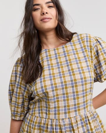 Native Youth Check Cut Oout Back Midi Dress