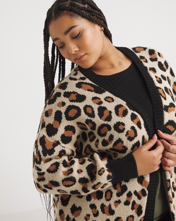 Animal Pattern Edge to Edge Volume Sleeve Cardigan