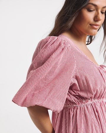 Seersucker Gingham Midi Dress