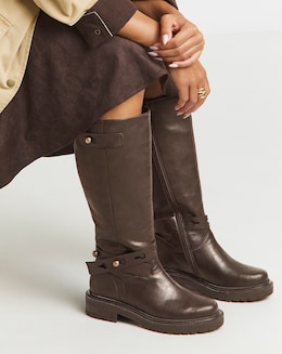 Veronica Knee High Wrap Detail Boots - Extra Wide Fit (EEE) &amp; Super Curvy Calf