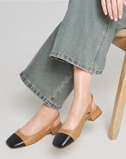 Destiny Slingback Toe Cap Ballerina Shoes - Extra Wide Fit (EEE)