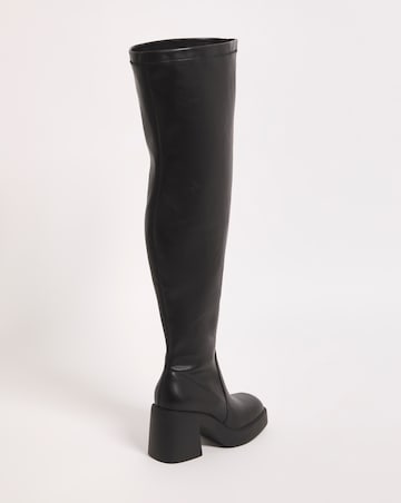 Birdie Stretch Over The Knee Heeled Boots Extra Wide EEE Fit Super Curvy Calf
