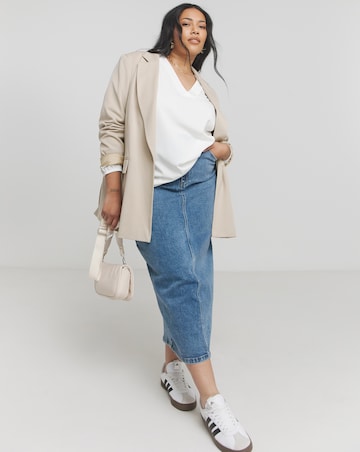 Ivory V Neck Long Sleeve Boxy Blouse