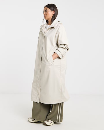 Stone Longline Rubberised Raincoat