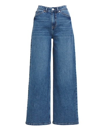Simply Be 99 1 Mid Blue Comfort Stretch Slouchy Wide Leg Jeans