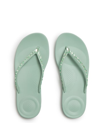 FitFlop Mint Iqushion Multi-Crystal Ergonomic Flip-Flops - Standard Fit (D)