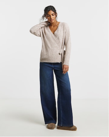 Simply Be Brushed Yarn Oatmeal Ballet Wrap Cardigan
