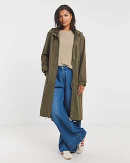 Simply Be Khaki Longline Rubberised Raincoat