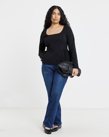 Black Bengaline Scoop Neck Blouse