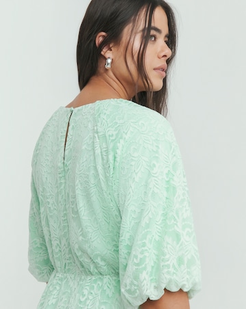 Joanna Hope Lace Dress With Puff Sleeves
