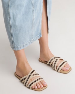 Simply Be Mabel Crossover Strap Flat Mule Sandals - Extra Wide Fit (EEE)