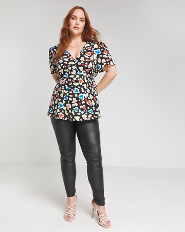 Animal Print V Neck Tea Blouse