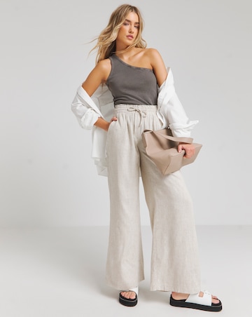 Acid Wash One Shoulder Rib Top