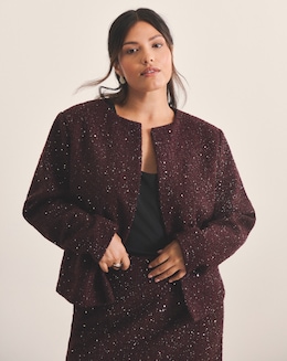 Simply Be Boucle Collarless Jacket With Wool