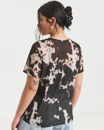 Simply Be Cow Print Relaxed Fit Mesh T-Shirt