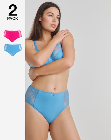 Pretty Secrets (2 Pack) Cotton Lace Full Fit Brief Knickers Pink/Blue