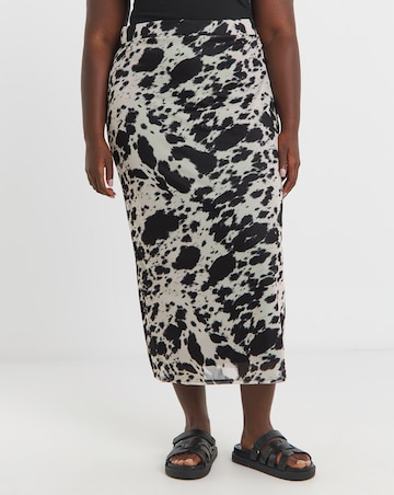 Simply Be Cow Print Mesh Midaxi Skirt