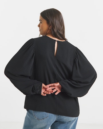 Black Exaggerated Sleeve Blouse