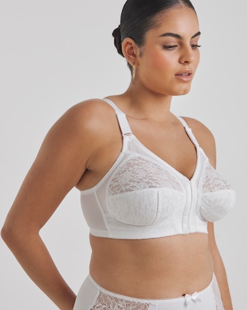Pretty Secrets Dotty Front Fastening White Midi Bra (B-DD) White