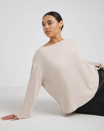Sand Goddess Ribbed Top With Fluted Sleeves