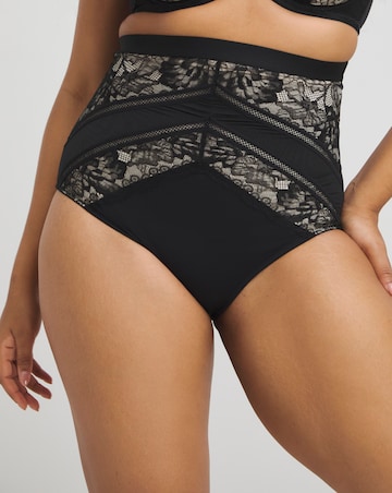 MAGISCULPT Firm Tummy Control Lace And Mesh Waist Nipper Brief - Black