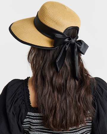 Wide Brim Satin Tie Bow Hat
