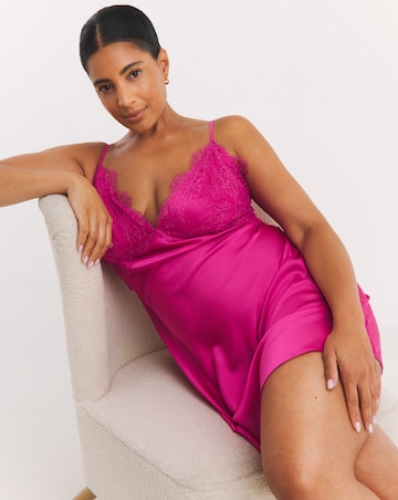 Figleaves Stretch Satin Lace Chemise