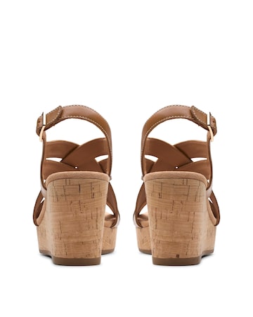 Clarks Tan Sabina Sling Wedge Sandal -Wide Fit (E)