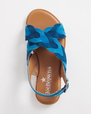 Joe Browns Blue Comfort Suede Plait Sandals- Extra Wide Fit (EEE)