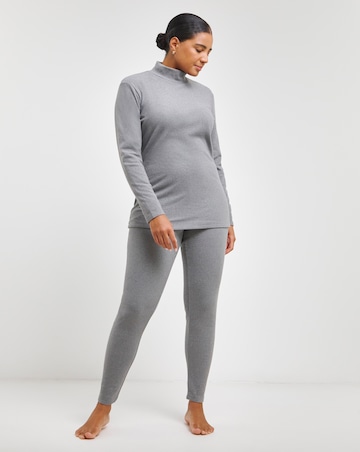 Pretty Secrets Thermal Brushed Fleece Turtle Neck Long Sleeve Top - Grey