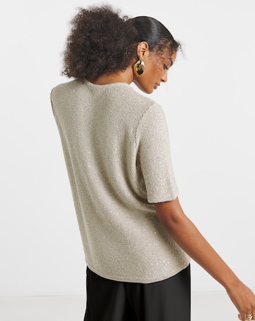 Joanna Hope Short Sleeve Sequin Knit Jumper